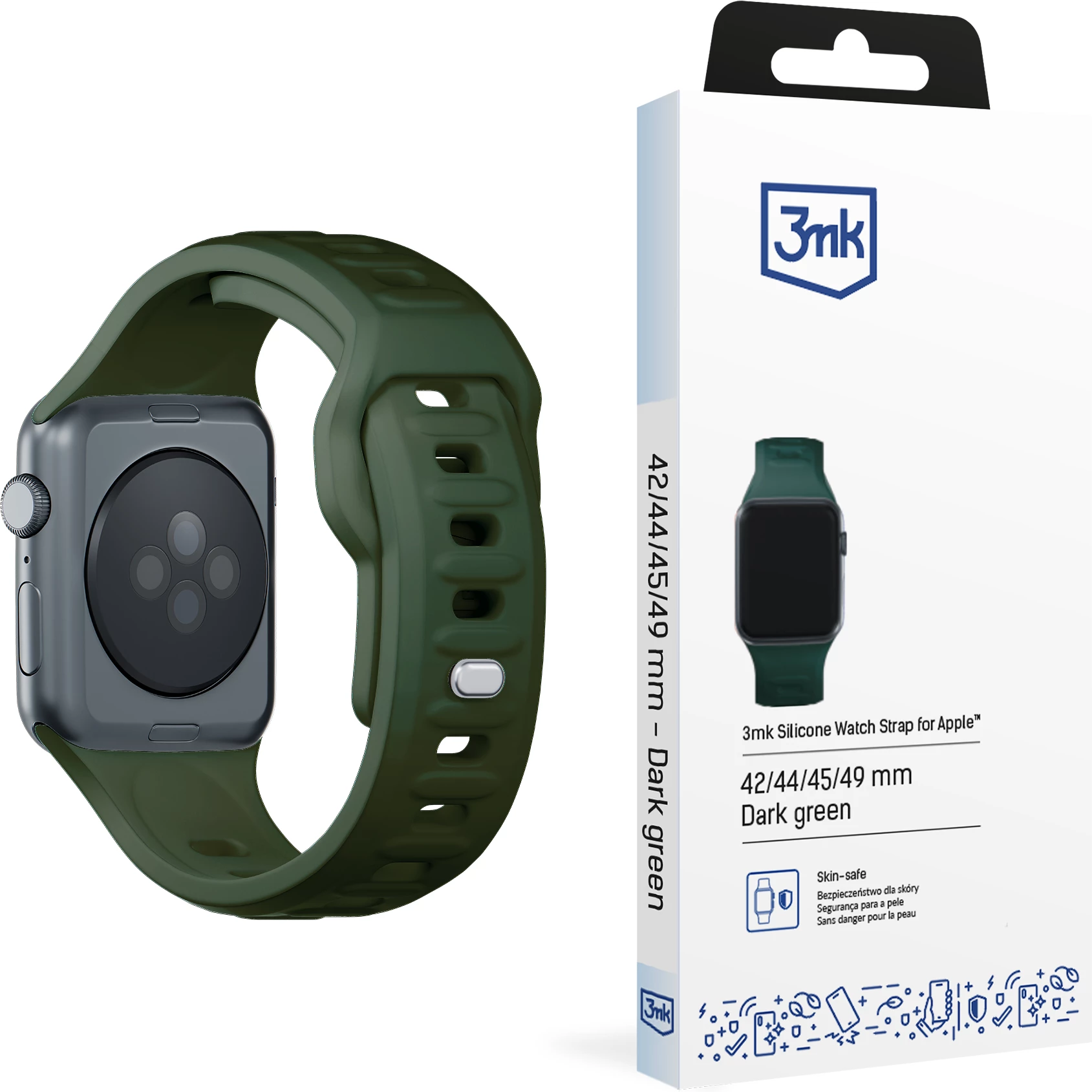 Rrip silikoni për Apple Watch 3mk, 42/44/45/49 mm, i gjelbër