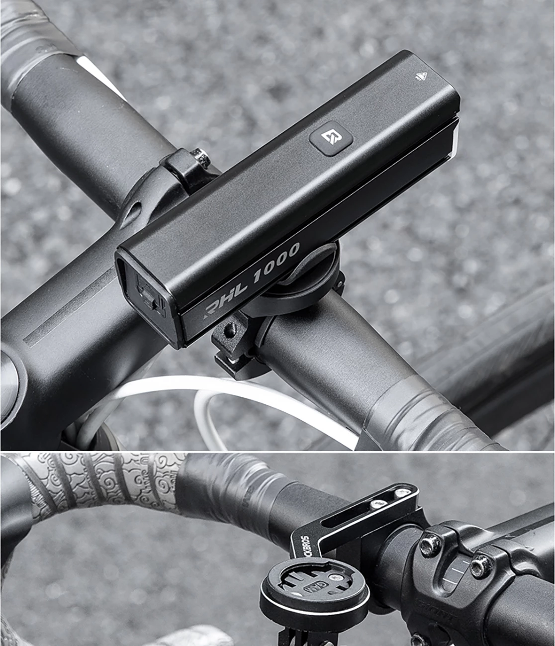 Dritë për biçikletë Rockbros 24610002001, 1000 lm, USB-C, e zezë, set me kabllo