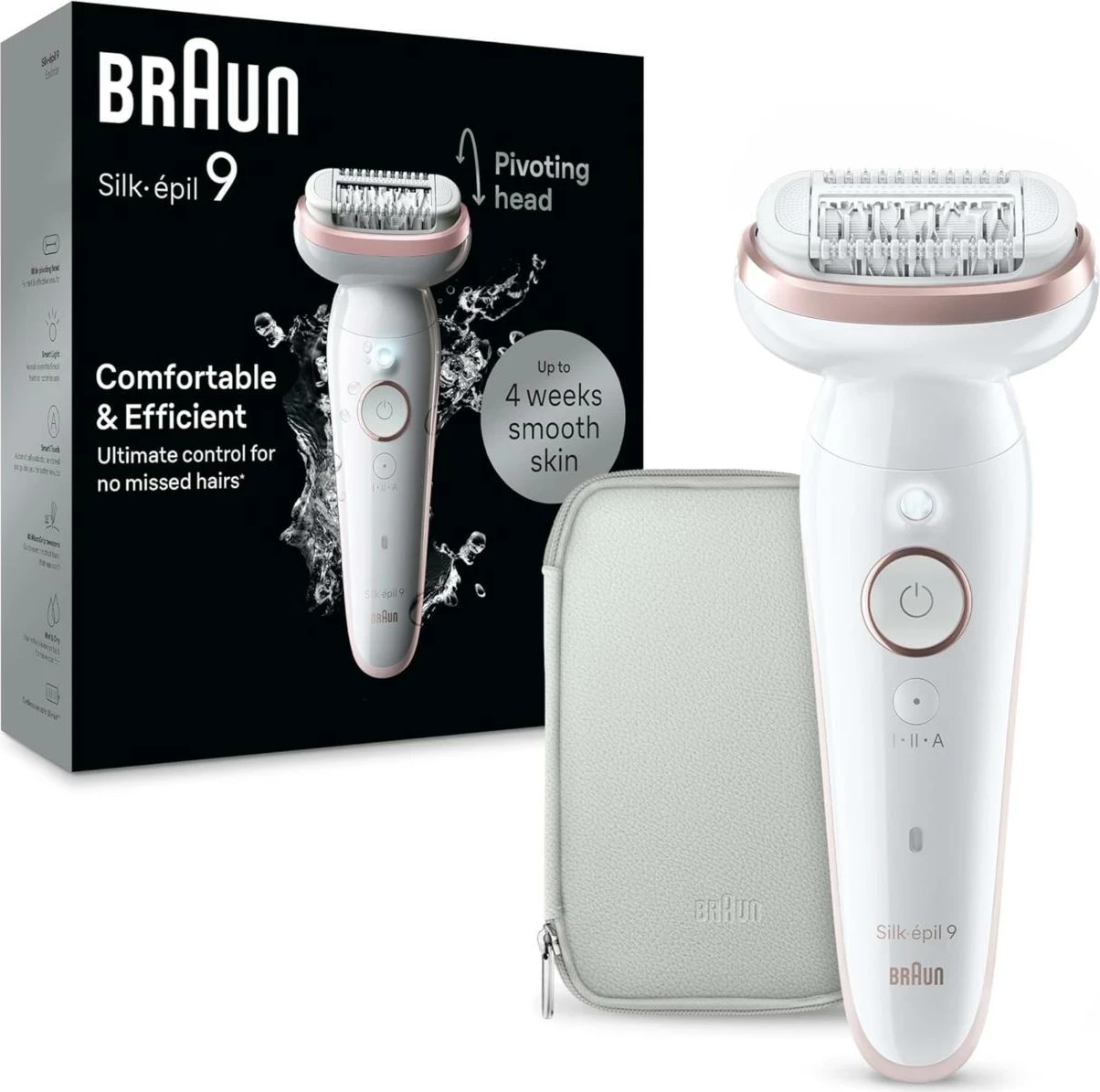 Epilator Braun Silk-épil 9 SES9000 Wet & Dry bardhë/rozë
