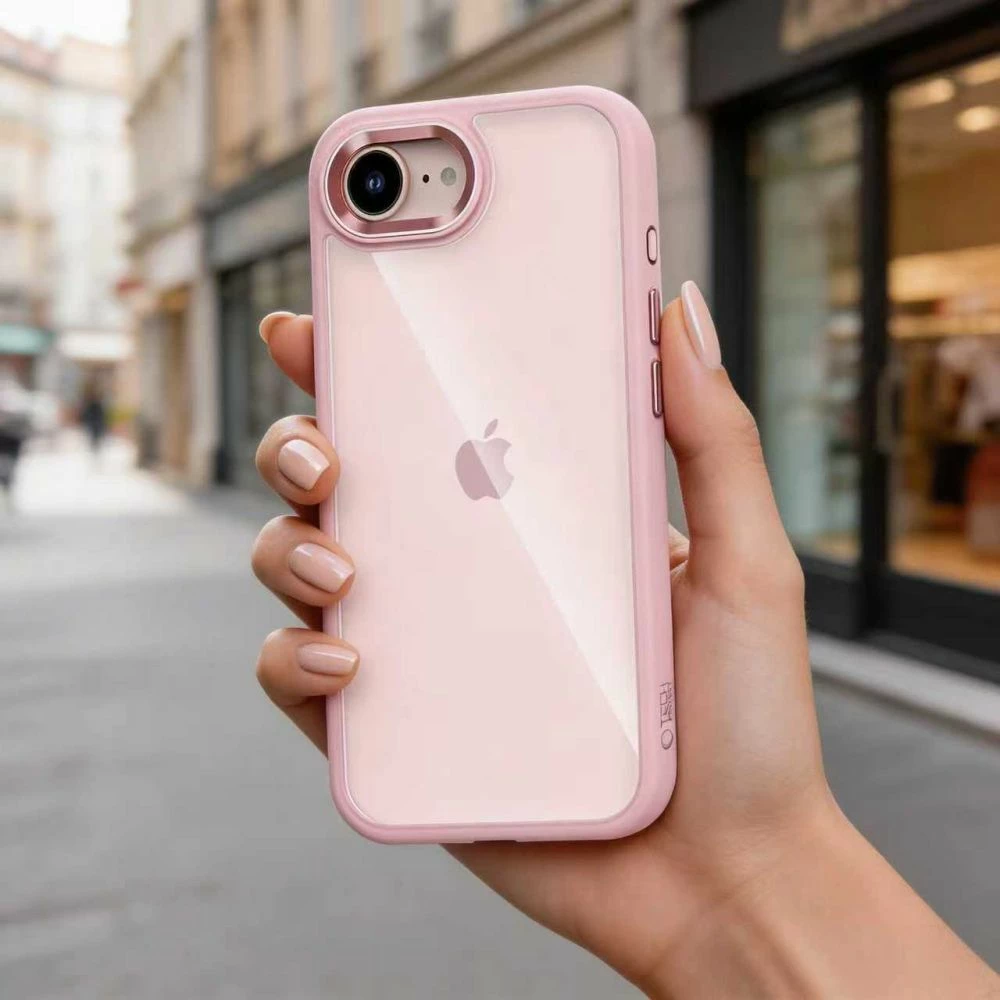 Mbështjellës Tech-Protect Magmat për iPhone 16e/17e, hibrid TPU+PC, 1 copë, rozë transparente