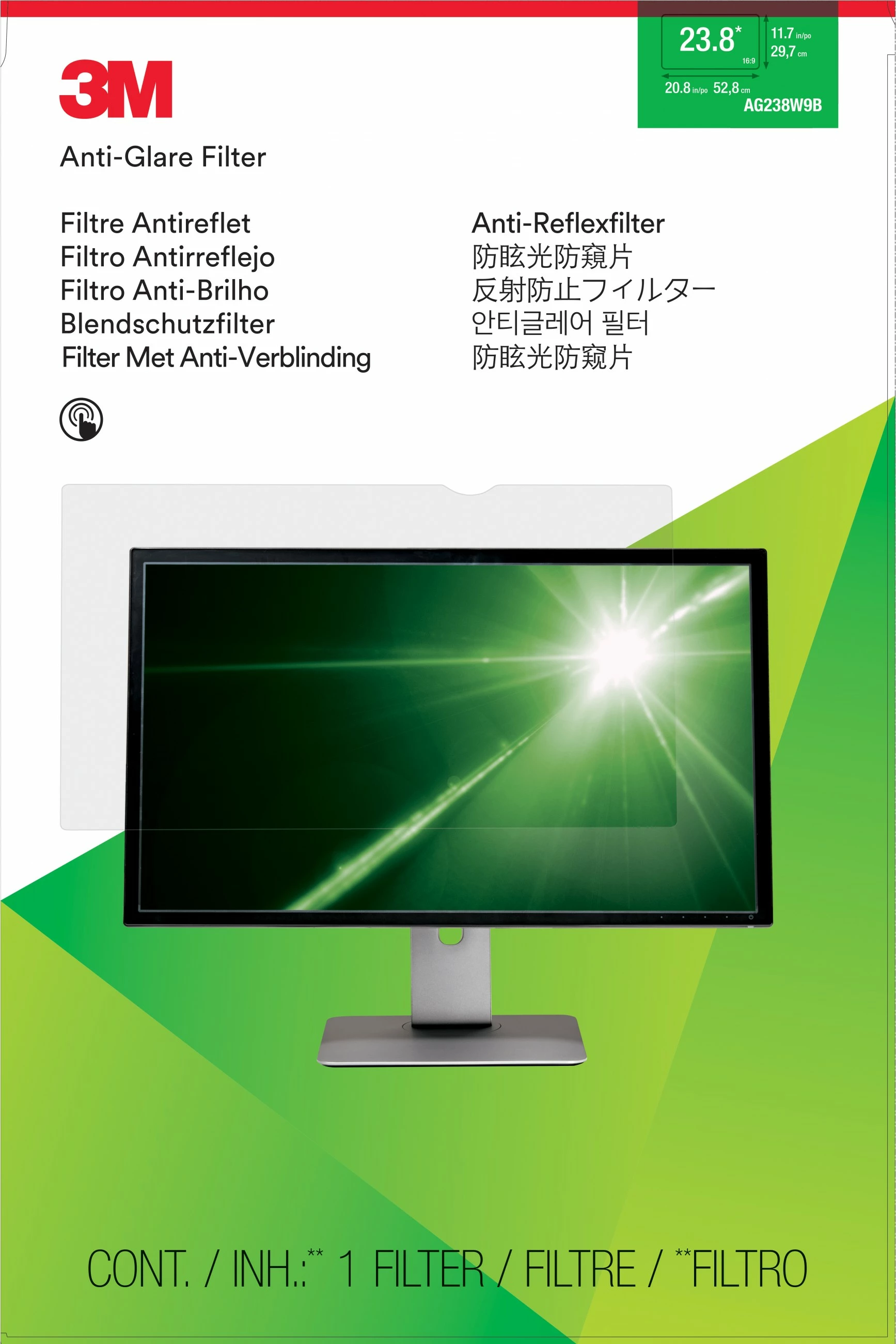 Mbrojtës ekrani 3M AG238W9B, 23.8in, Anti-Glare, Transparent