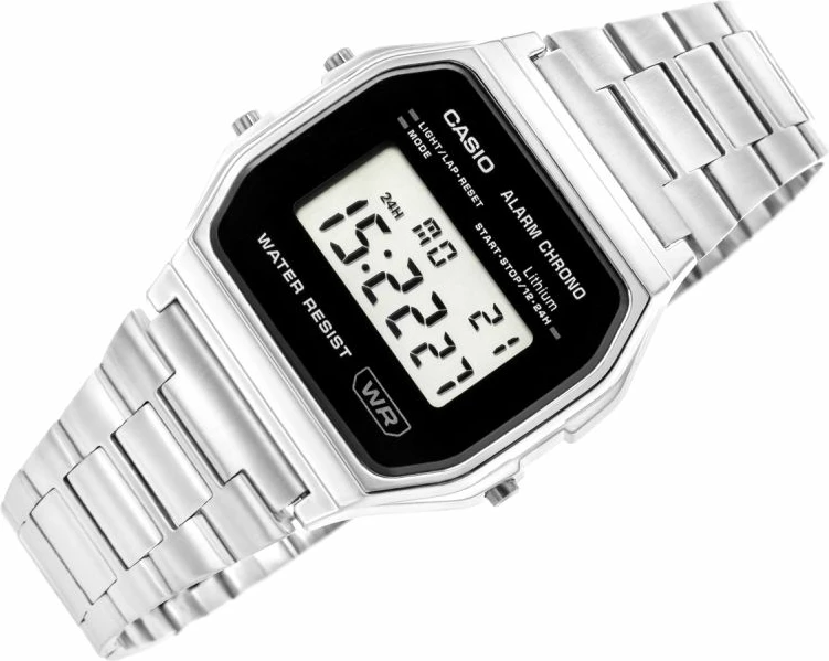 Orë dore digjitale femra CASIO Vintage A158WEA-1EF, argjend