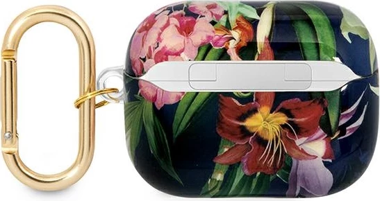 Mbështjellës Guess GUAPHHFLB për AirPods Pro, Flower Strap Collection, Blu