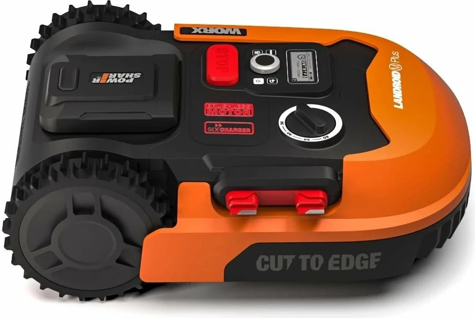 Kositëse bari robotike Worx Landroid M700 Plus WR167E, 700 m², bateri 20V 4Ah, Wi‑Fi/Bluetooth, portokalli/zi