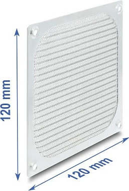Filter pluhuri për ventilator DeLOCK 120x120mm, alumin, rrjetë inoksi, argjend