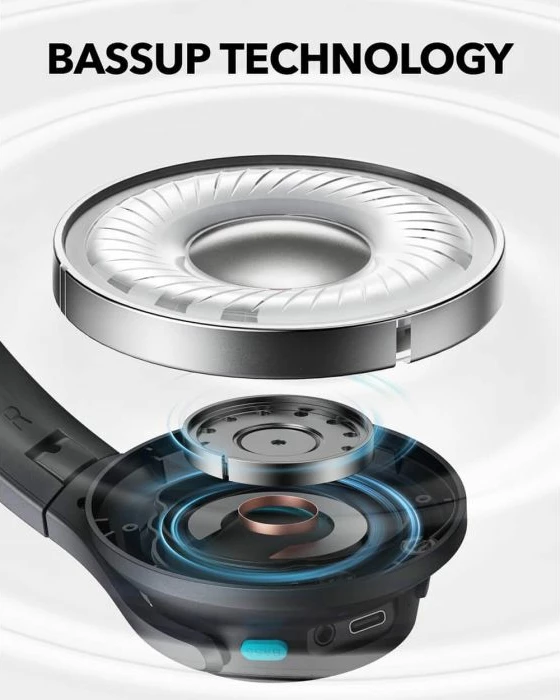 Kufje wireless over-ear Anker Soundcore Q11i, Hi-Res, 60 orë, Bluetooth 5.3, BassUp, të zeza, set me kabllo USB-C + AUX