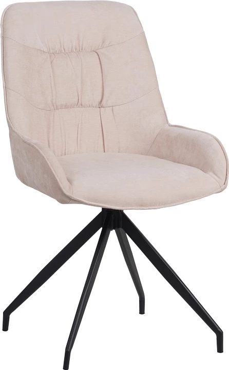 Kadeira rrotulluese, pëlhurë bezhë, këmbë metalike të zeza, 57.5x51x89