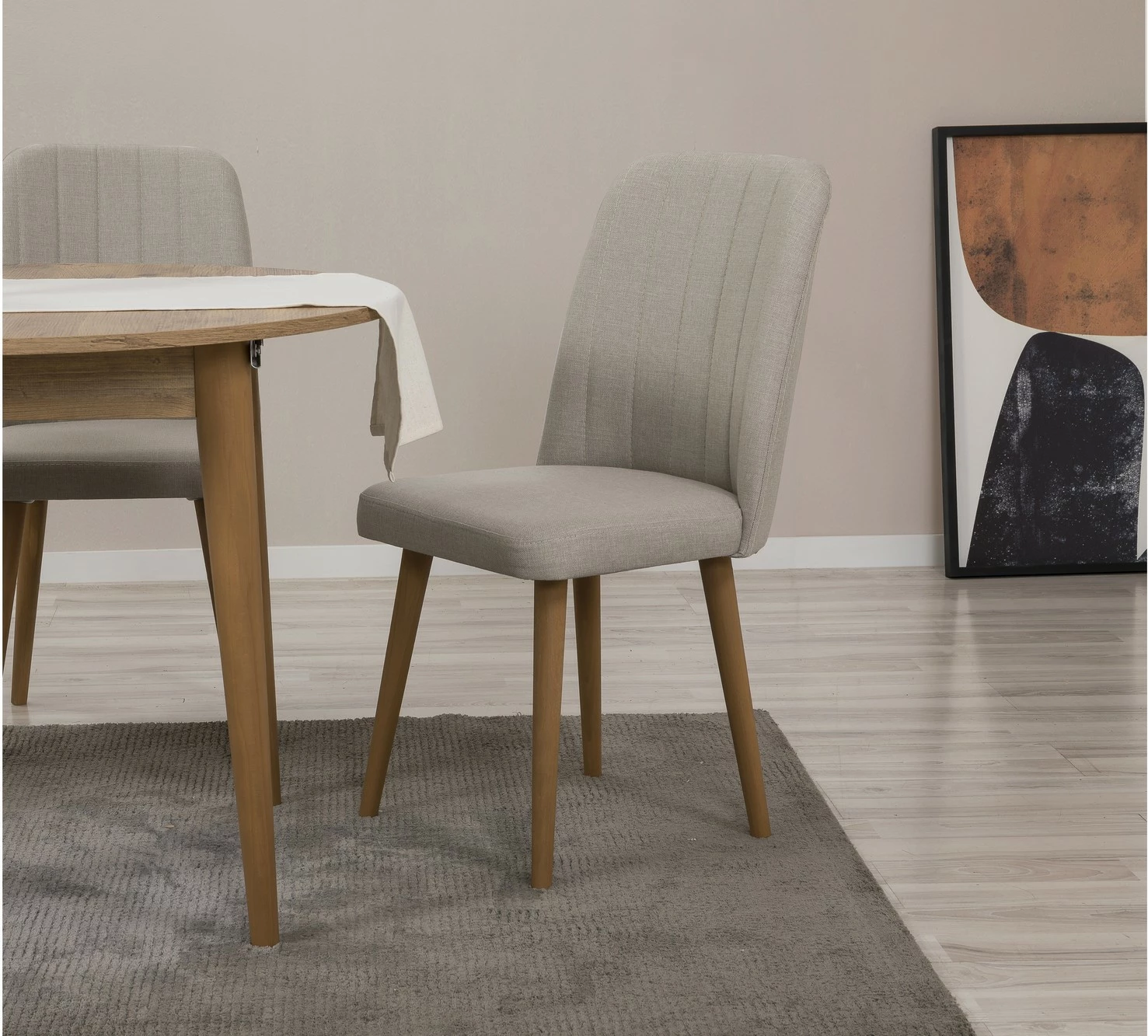 Tavolinë me karrige, zgjatshme, 5 copë, Skye Decor Vina 1005, ngjyrë pishë Atlantike, krem