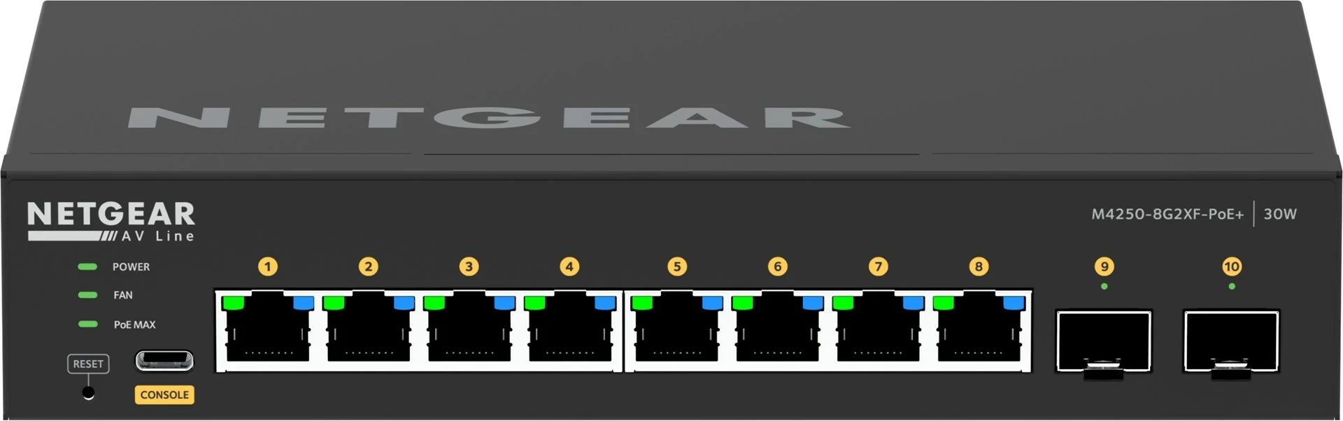 Switch NETGEAR GSM4210PX-100EUS, 8x1G PoE+ 220W, 2xSFP+, i menaxhuar, i zi