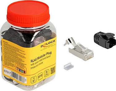 Prizë modulare RJ45 DeLOCK Cat8.1 S/FTP, set 25 copë, e zezë/argjend