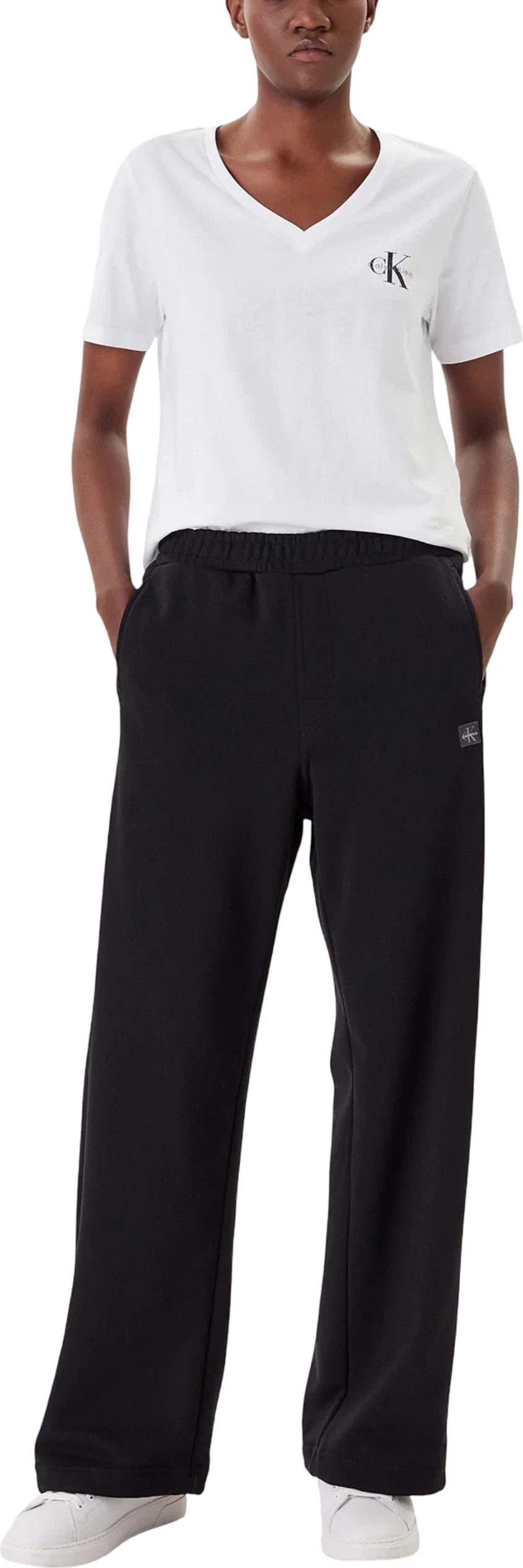 Pantallona sportive për femra Calvin Klein Jeans A-FRENCH TERRY BADG LV047C249G, të zeza [Madhësia: S]