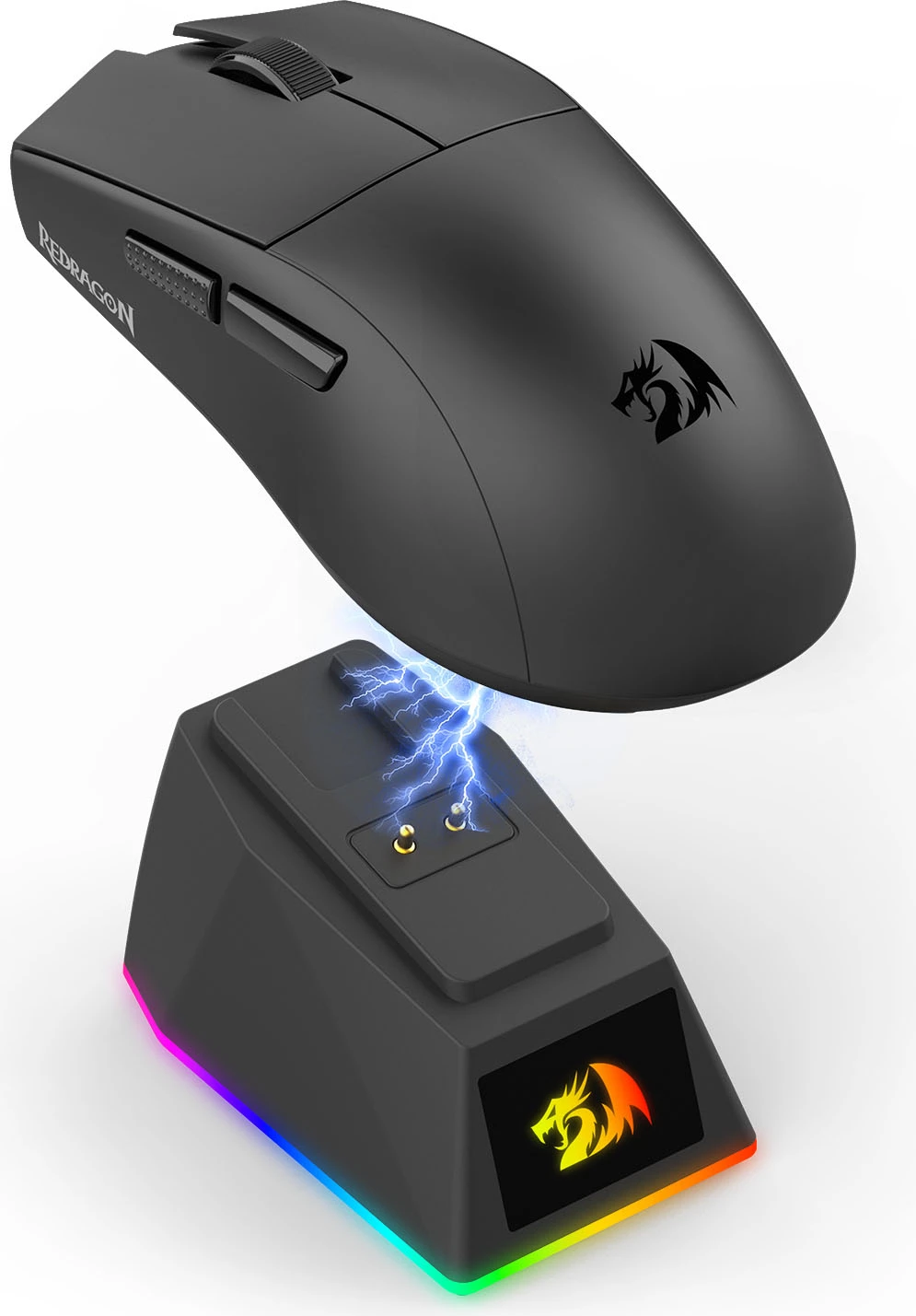 Maus gaming Redragon King Ultra M999, 2.4GHz wireless + Bluetooth 5.1 + wired, 5 nivele DPI, zi, me stacion karikimi RGB magnetik