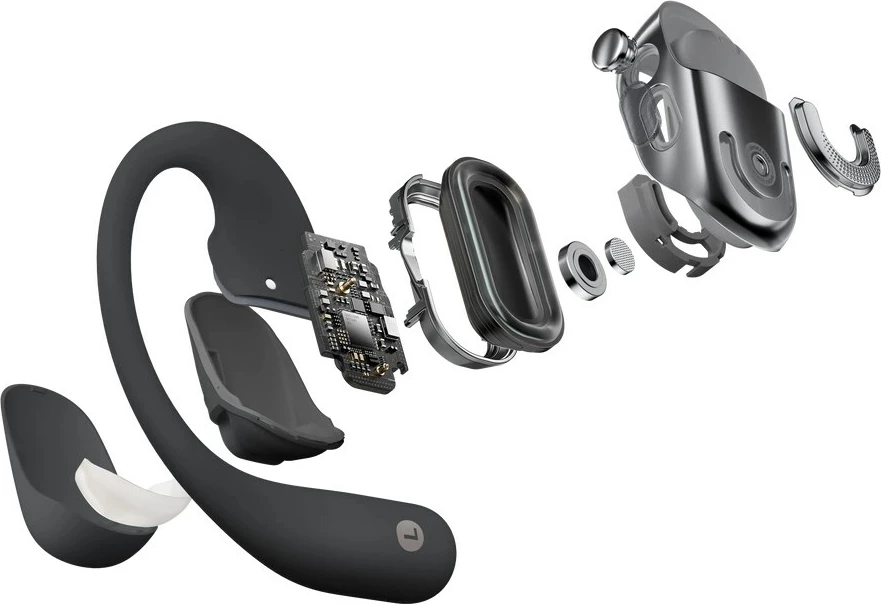 Kufje wireless SHOKZ OpenFit 2, ear-hook, për thirrje/muzikë/sport, e zezë