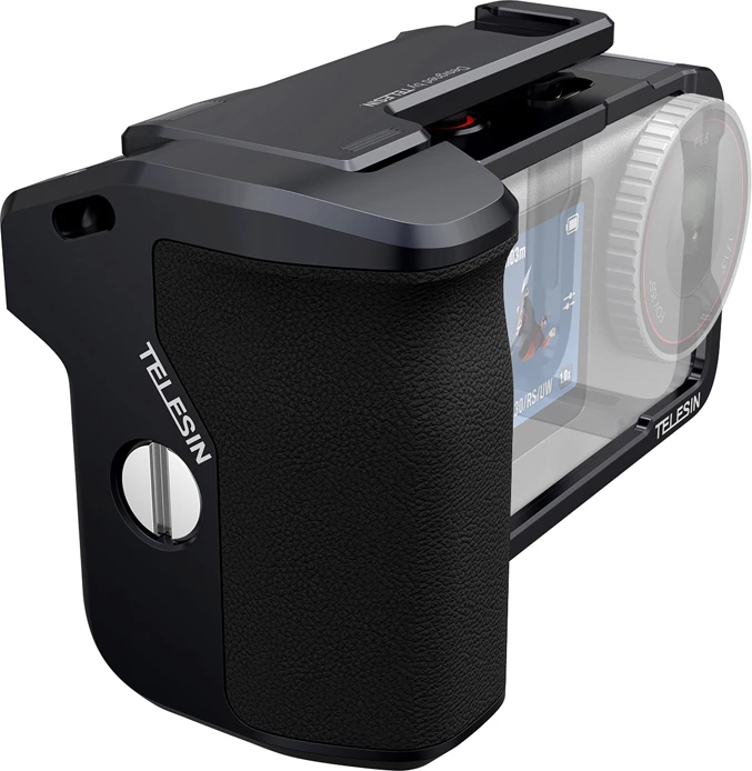 Kasë mbrojtëse me dorezë Telesin S6-FMS-36-TDJ për DJI Osmo Action 6, alumin/silikon, e zezë, set 5 pjesë