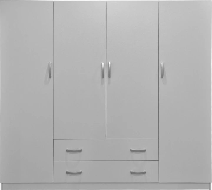 Dollap katërkanatësh me 2 sirtarë, Alvia, i bardhë, 200x51x180cm