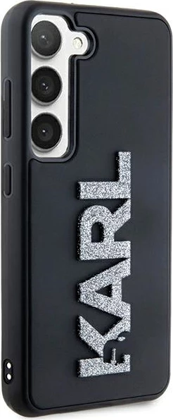 Mbështjellës Karl Lagerfeld 3D Rubber Glitter Logo për Samsung Galaxy S24, i zi