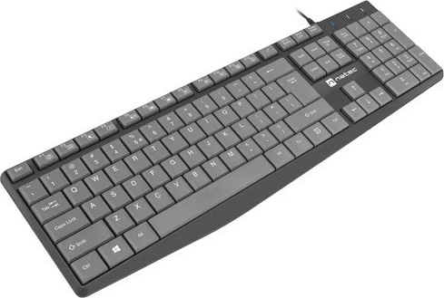 Tastierë Natec Nautilus US Slim, me kabllo, 1.8m, USB, e zezë-gri