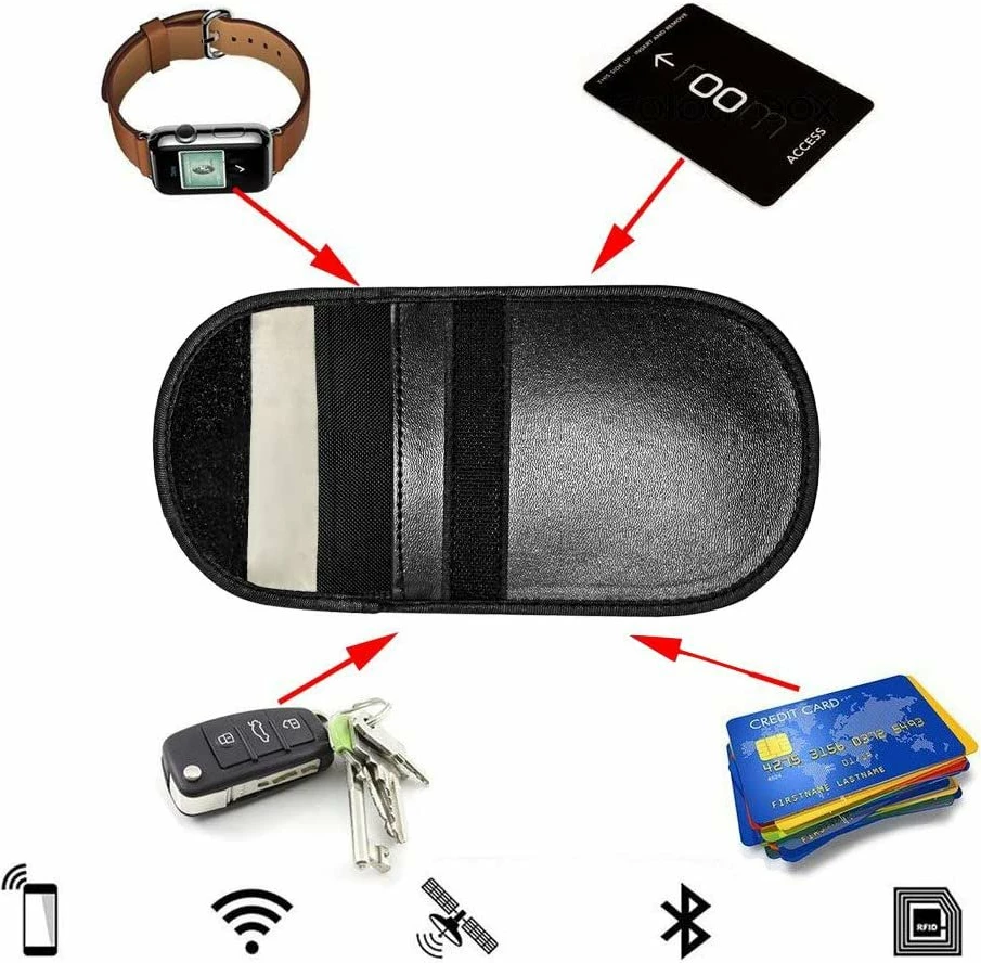 Mbështjellës kundër vjedhjes për çelësa makine Hurtel, Faraday Box, 14x10cm, i zi