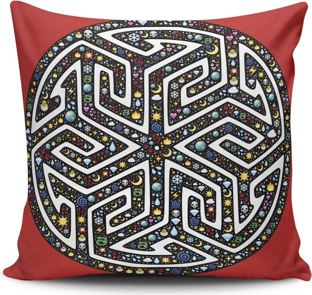Jastëk dekorativ, mbulesë, dizajn mandala, shumëngjyrëshe, 43x43cm, pa mbushje