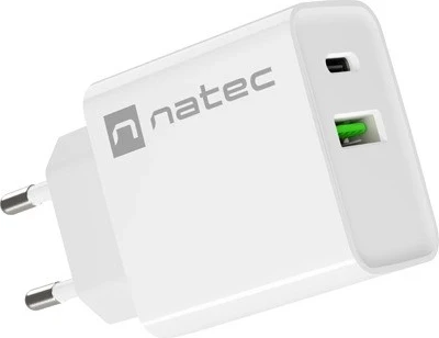 Karikues rrjeti NATEC Ribera USB-A+USB-C 20W PD, i bardhë