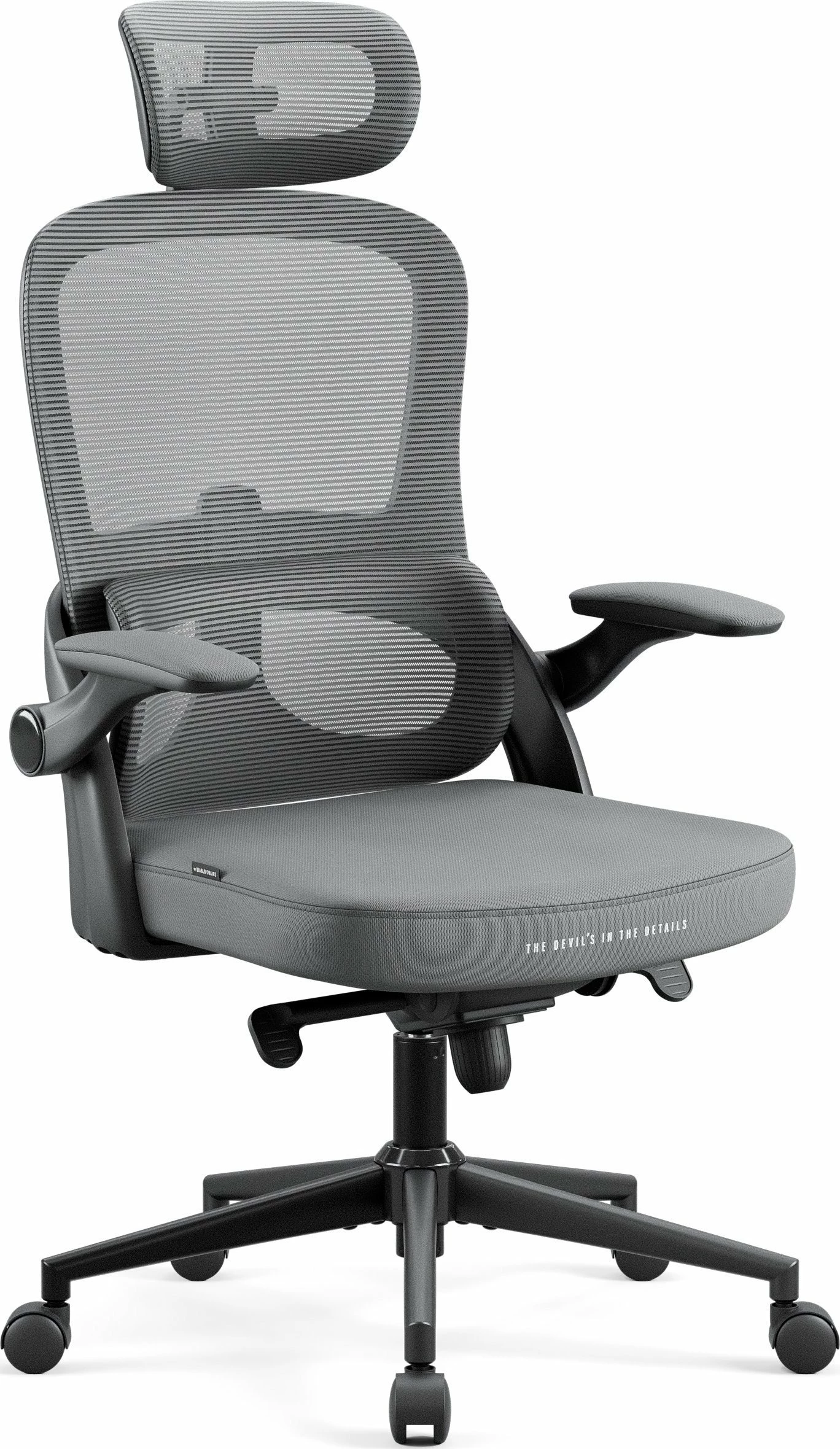 Karrige zyre ergonomike Diablo Chairs V-Light, rrjetë mesh, 3D mbështetëse krahu, gri