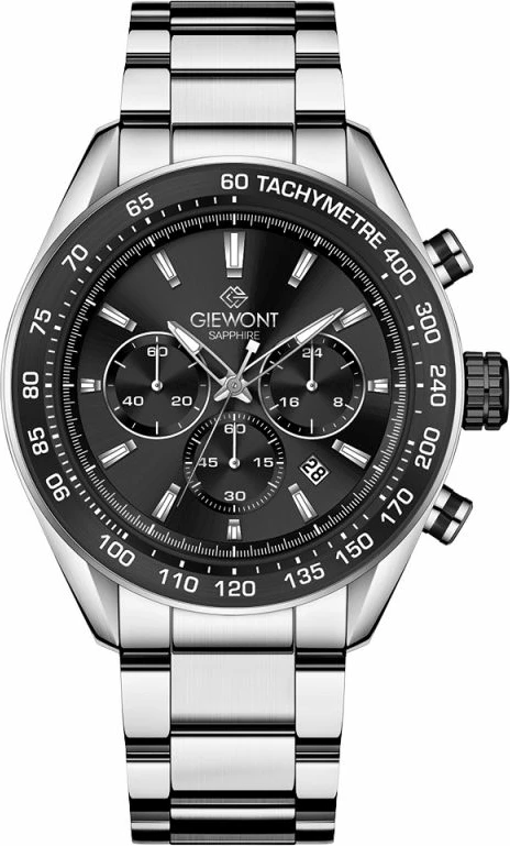 Orë dore meshkuj Giewont GW9580-B1, argjendtë/zezë