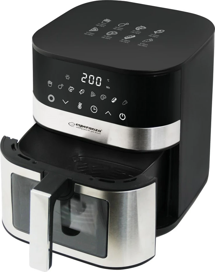 Fritezë me ajër të nxehtë Esperanza EKA003, 5L, 1400W, Inox, e zezë