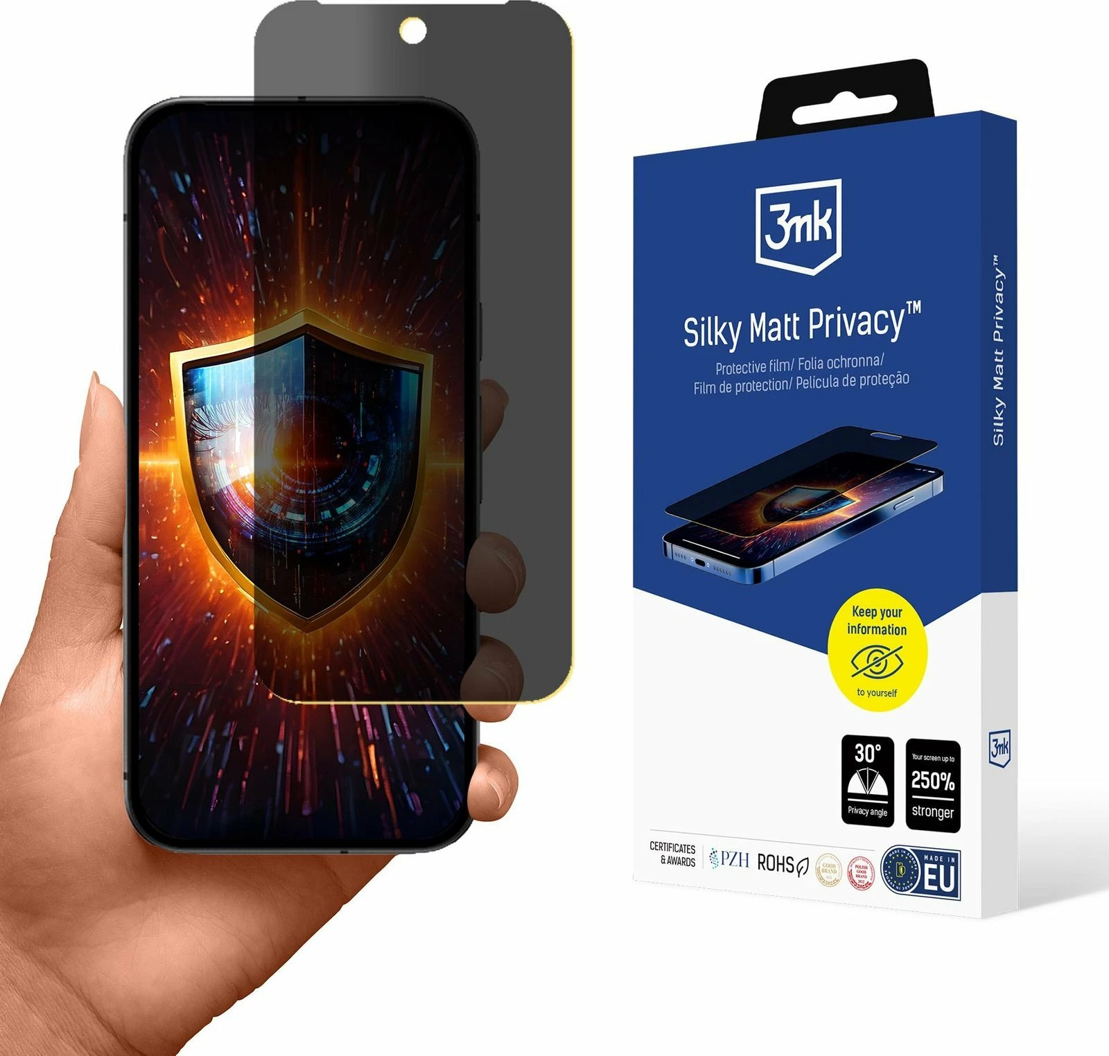 Foli mbrojtëse ekrani 3MK Silky Matt Privacy për Google Pixel 9A, matte privatësi, e zezë
