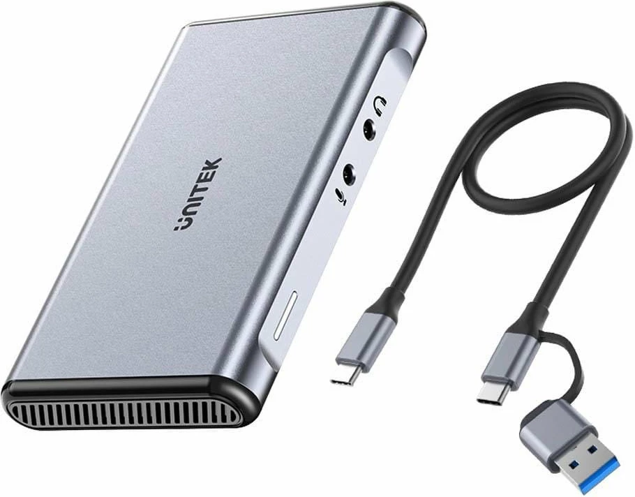 Kartë kapëse video e jashtme Unitek V1177AGY01 4K@60Hz Dual HDMI USB-C 5Gbps, gri, me kabllo