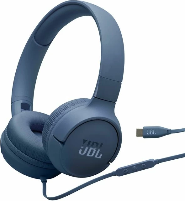 Kufje me kabllo JBL Tune 520 USB-C, Hi-Res, Pure Bass, mikrofon, on-ear, të palosshme, 120 cm, blu