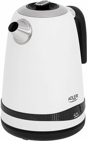 hervues uji elektrik ADLER AD1295w 1.7L LCD, rregullim temperature 40-100°C, 1850-2200W, bardhë/zezë