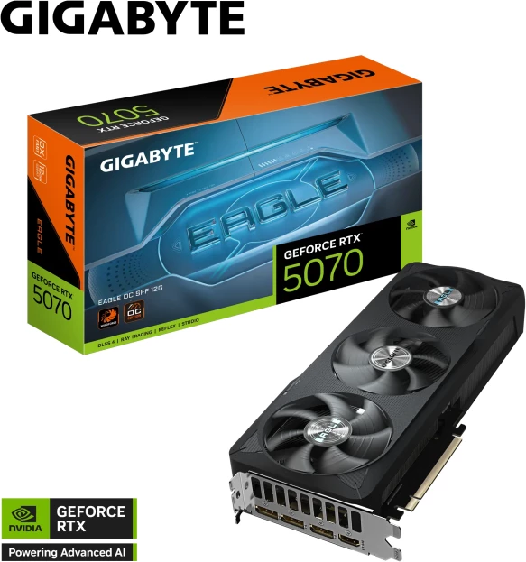 kartë grafike GIGABYTE GeForce RTX 5070 EAGLE OC SFF 12GB GDDR7 PCIe 5.0, e zezë