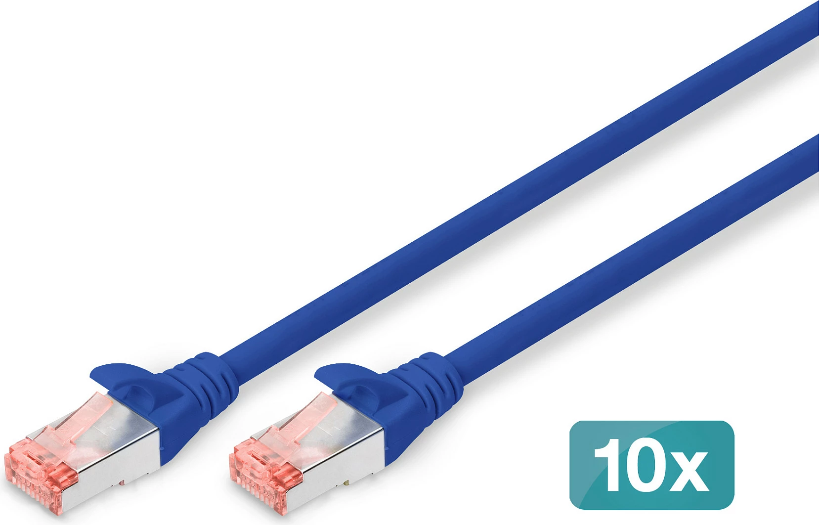 Kabllo rrjeti Digitus Cat6 S/FTP 0.5m, set 10 copë, kaltër
