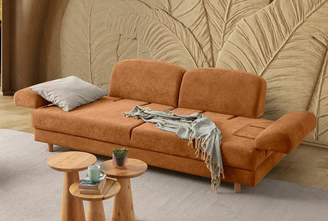 Divan-krevat 3 vendësh, Aries, ngjyrë e kuqe tjegulle, Atelier del Sofa