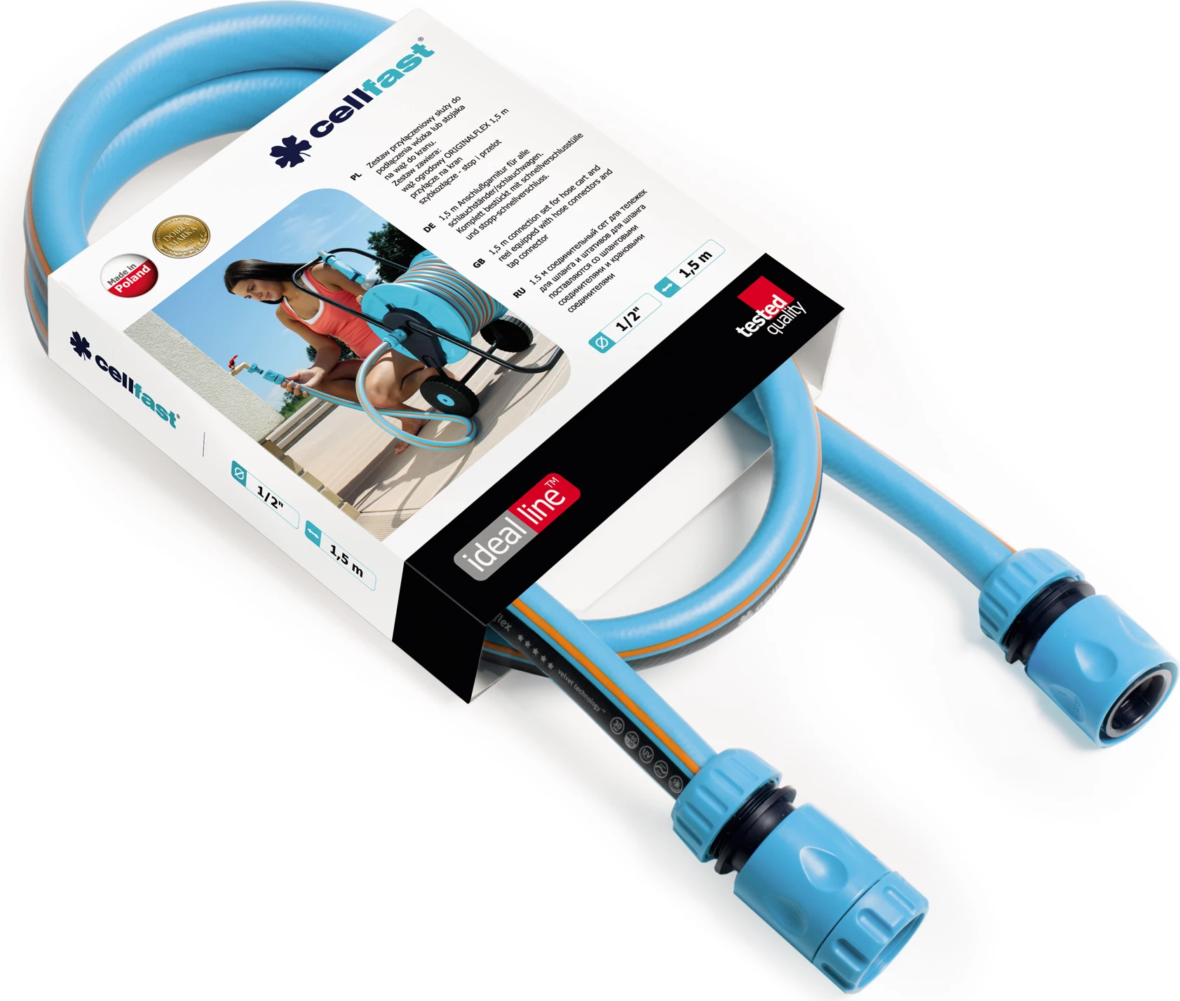 Set lidhjeje Cellfast 55-998 1/2\" me zorrë ORIGINALFLEX 1.5 m, blu