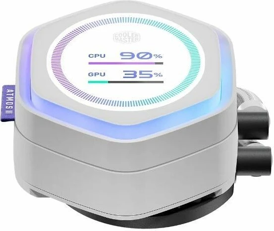 Ftohës uji AIO për CPU Cooler Master MasterLiquid Atmos II 240 LCD (MLX-D24M-A25SZ-LW) 240mm, LCD 2.1\", ARGB, 2x120mm, e bardhë