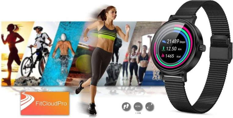 Smartwatch për femra Rubicon, e zezë