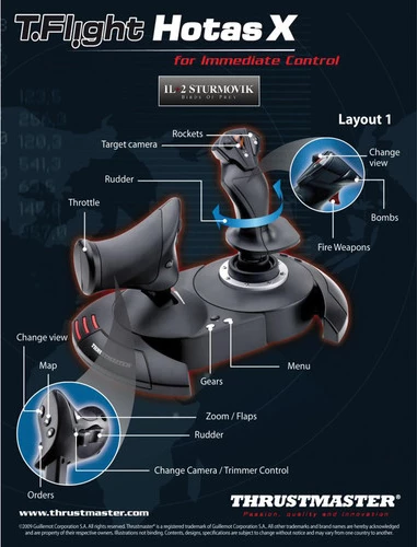 Joystick HOTAS Thrustmaster T-Flight HOTAS X, për PC/PS3, i zi