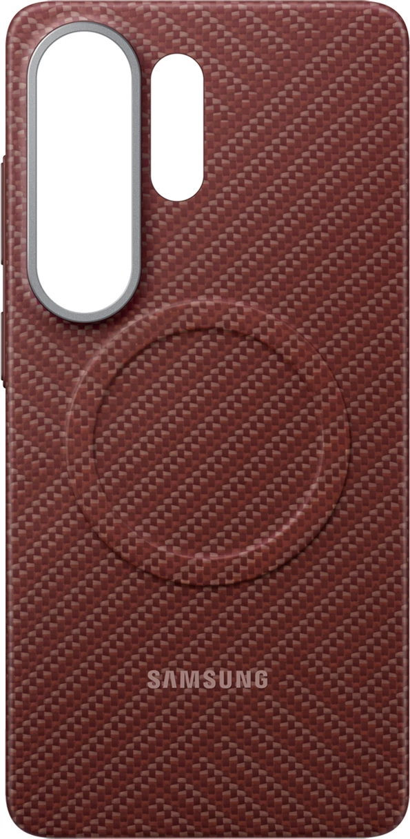 Mbështjellës Samsung Carbon Magnet për Galaxy S26 Ultra, aramid fiber, MagSafe kompatibil, kuqe, në kuti
