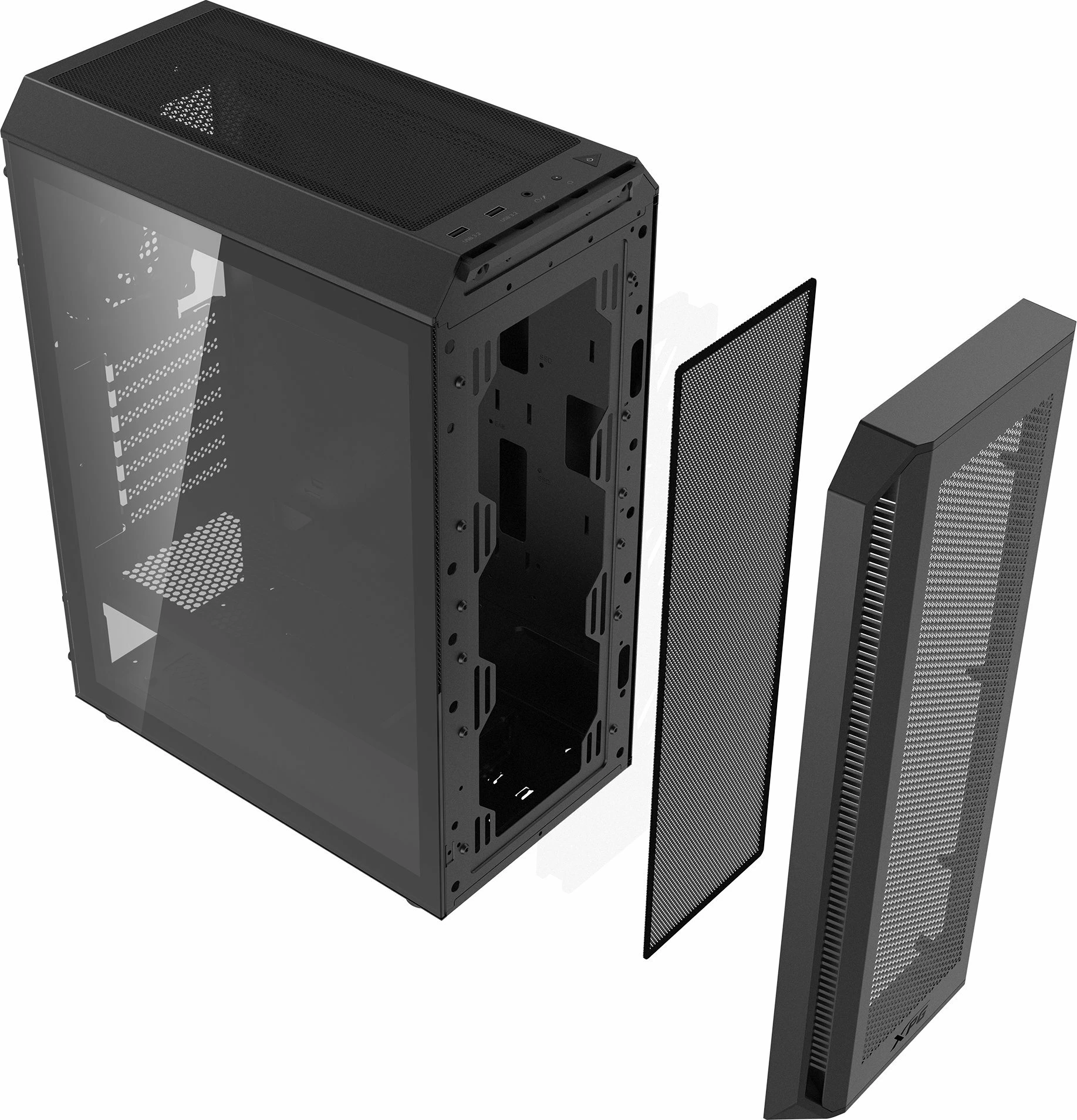 Kasë XPG Valor Air Plus VALORAIRPLUSMTA-BKCWW Midi Tower ATX/Micro-ATX/Mini-ITX me ARGB, me 4x 120mm ventilatorë, e zezë