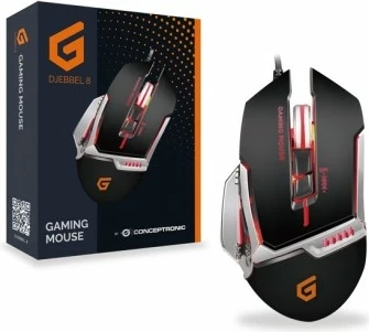 Maus gaming Conceptronic DJEBBEL02B, 4000 DPI, 8 butona, i zi/argjendtë