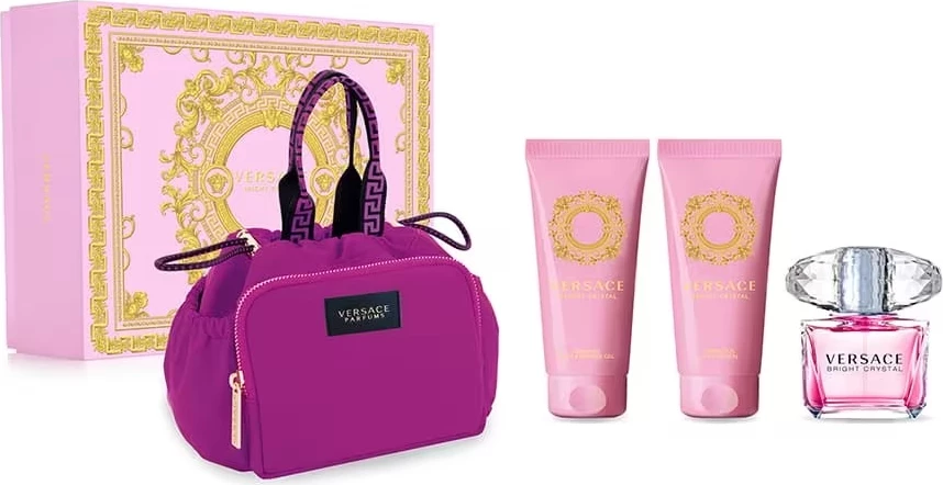 Set Eau de Toilette për femra Versace Bright Crystal 90ml + xhel dushi 100ml + locion trupi 100ml + çantë kozmetike