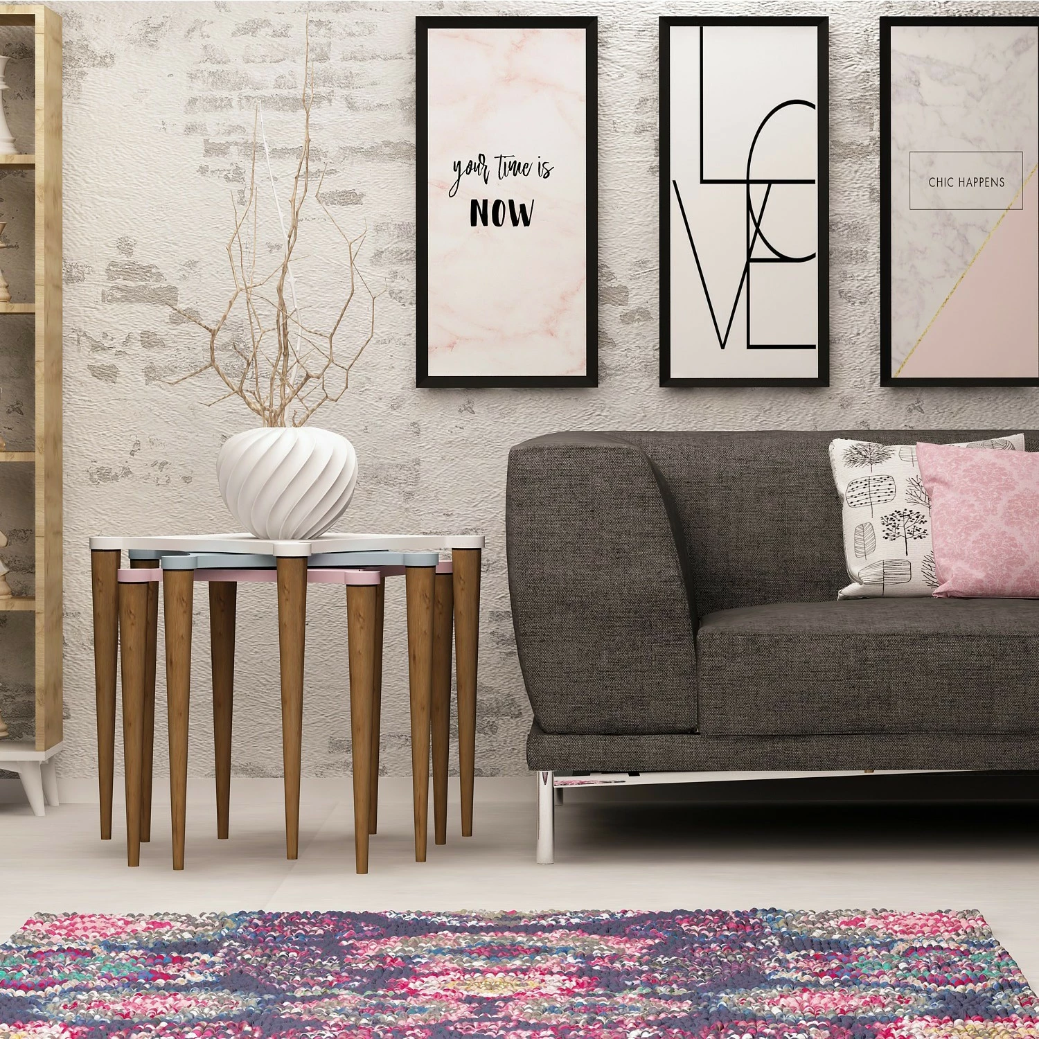 Set tavolinash të vendosshme (3 copë), Hanah Home, Tremo