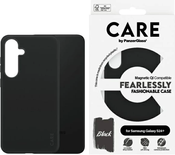 Mbështjellës PanzerGlass CARE Fashion QI për Samsung Galaxy S24+, zi