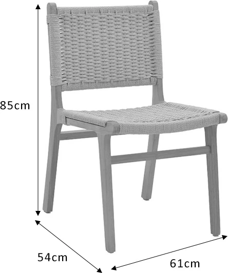 Karrige Julien, dru kauçuku natyral, litar natyral, 61x54x85cm, set prej 2 copësh