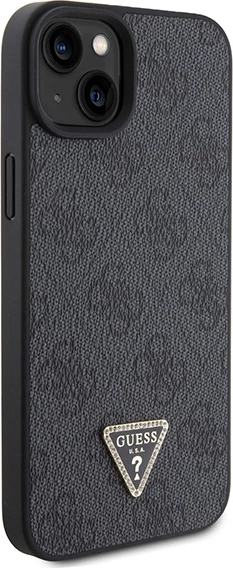 Mbështjellës Guess Crossbody 4G Metal Logo për iPhone 15/15 Plus, i zi, me rrip