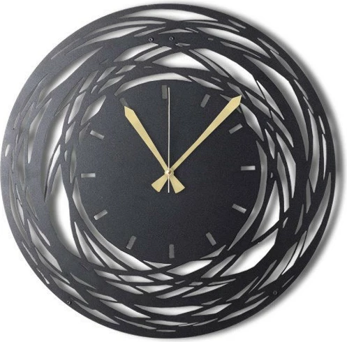 Orë muri dekorative prej metali, Wallity, WATCH-043, e zezë, 70x70cm