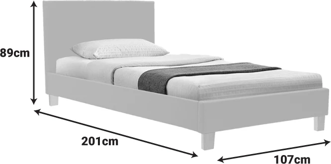 Krevat Nevil, stof ecru, këmbë druri natyrale, 100x200cm