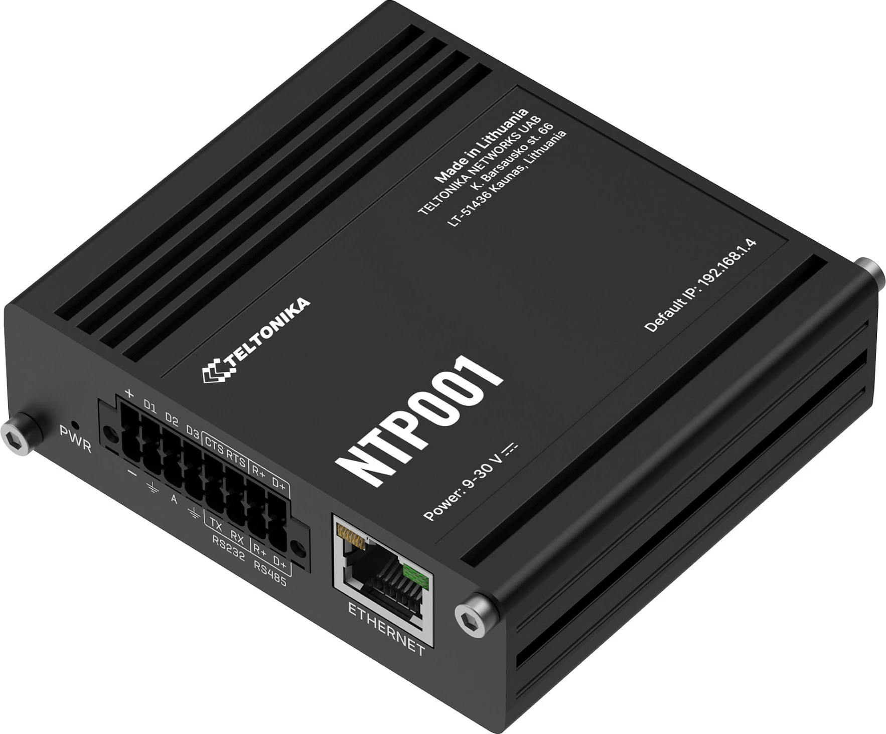 Server NTP Teltonika NTP001, Stratum 1 GNSS/GPS, 1x RJ45, montim në mur, i zi