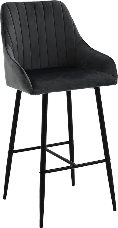 Karrige për bar Patrin, këmbë metalike të zeza, kadife e zezë